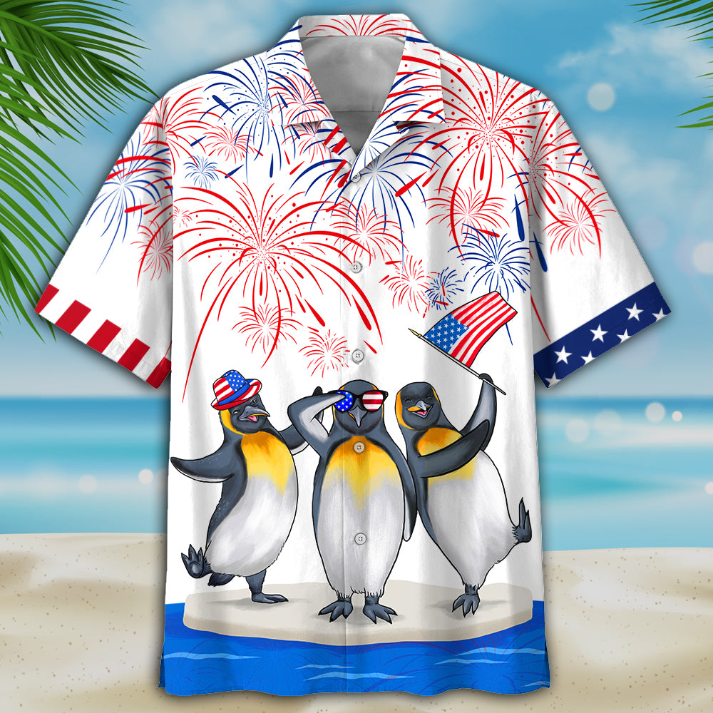 NEW Penguins Independence Day white Hawaii Shirt, Shorts