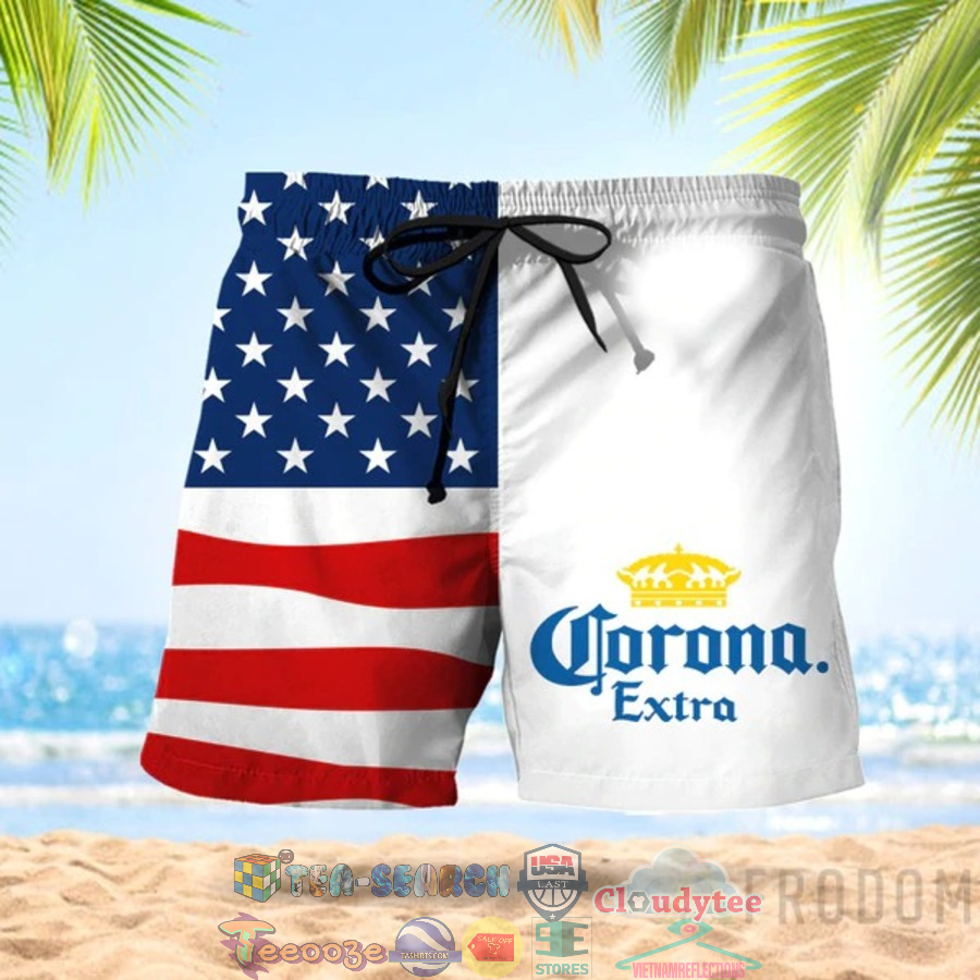 4th Of July Independence Day American Flag Corona Extra Beer Hawaiian Shorts
