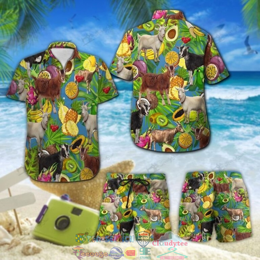 Goat Tropical Fruits Hawaiian Shirt And Shorts