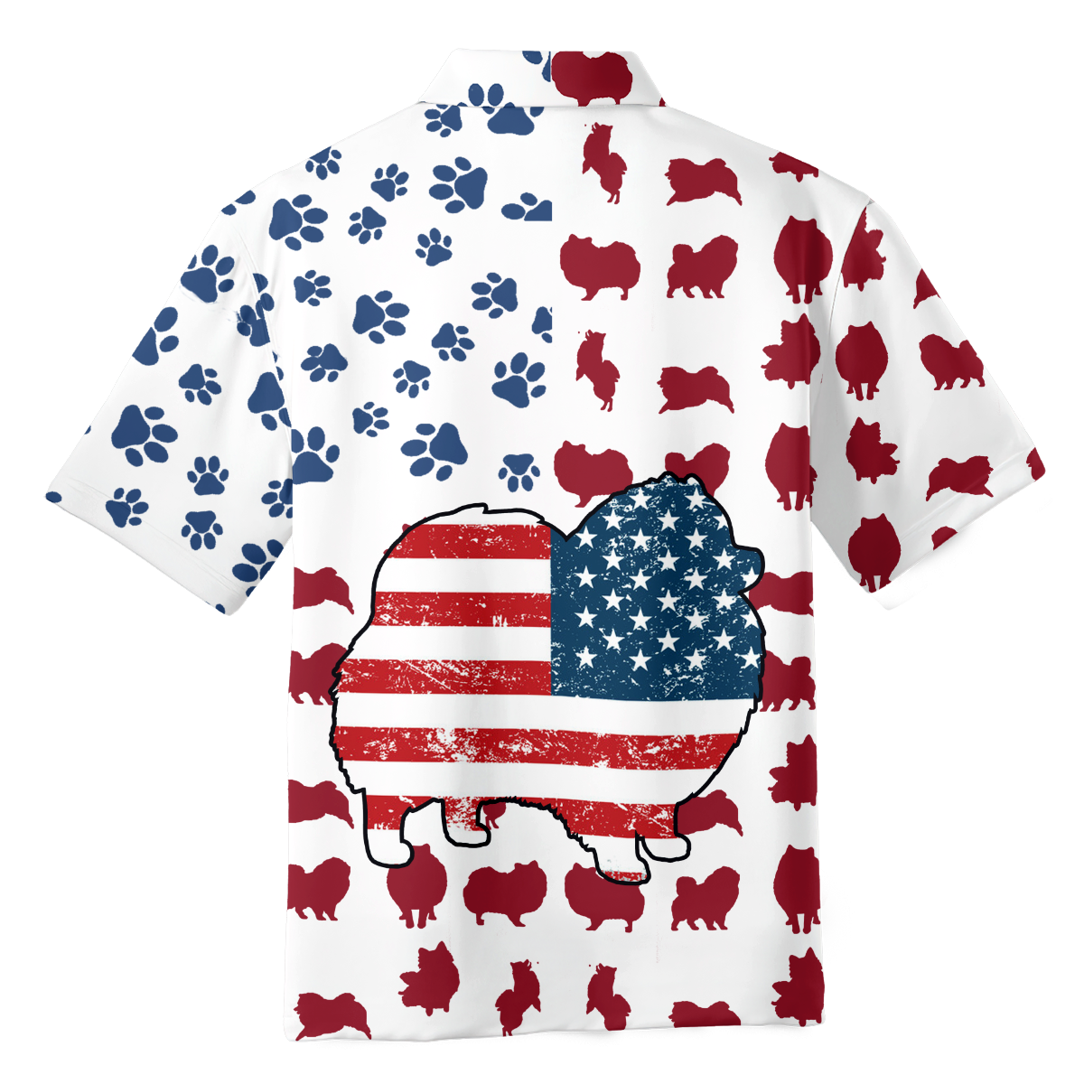 NEW Pomeranian dog American Flag Hawaii Shirt