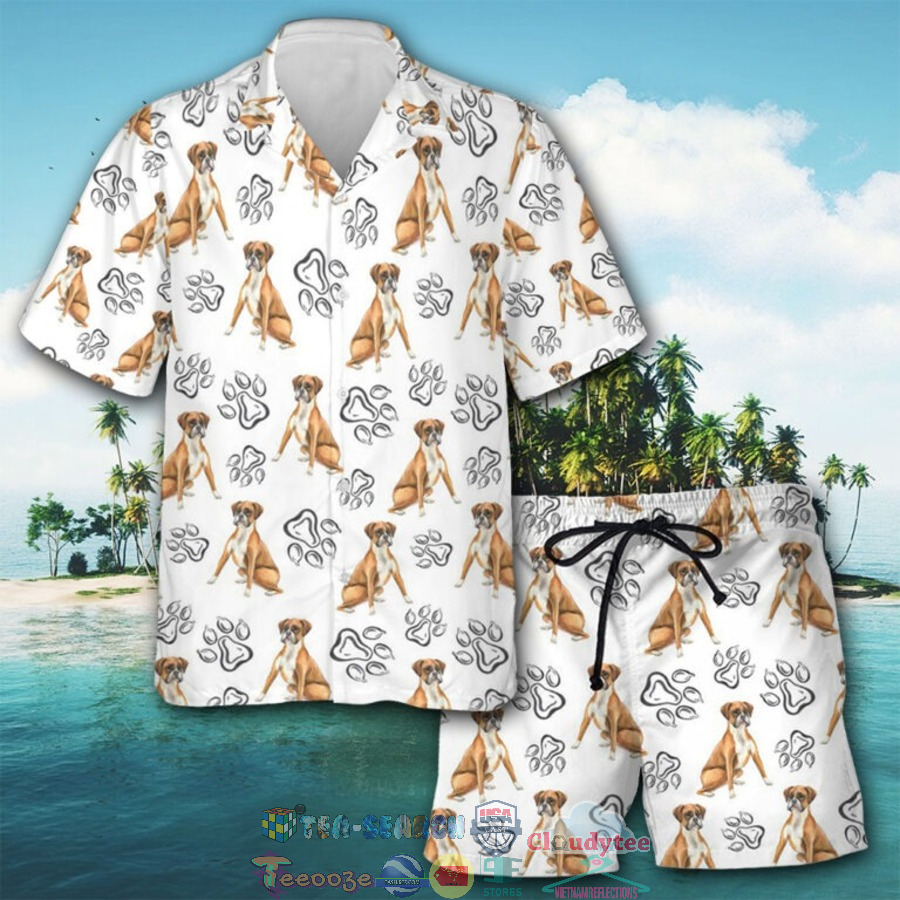 Boxer Cute Art Hawaiian Shirt And Shorts