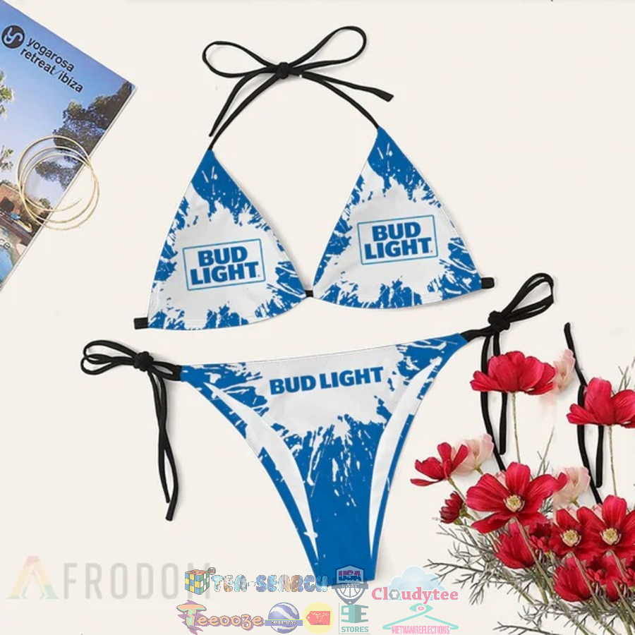 Bud Light Beer Tie Dye Bikini Set Swimsuit Jumpsuit Beach