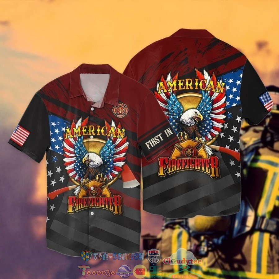 4th Of July Independence Day Firefighter Eagle First In Last Out Hawaiian Shirt