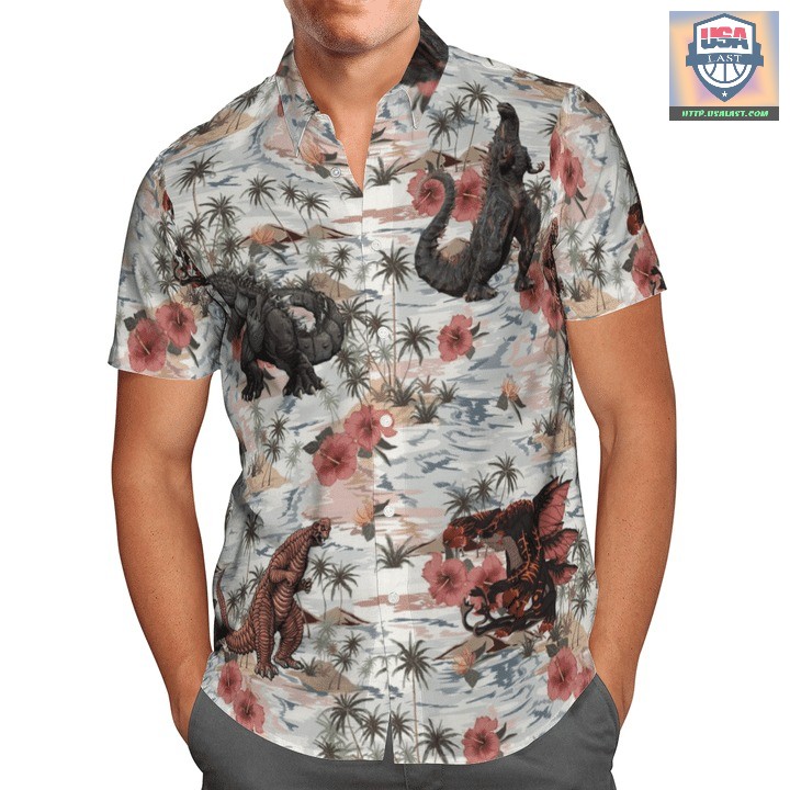 Best Gift Godzilla Kaiju Hawaiian Set Button Shirt Beach Short