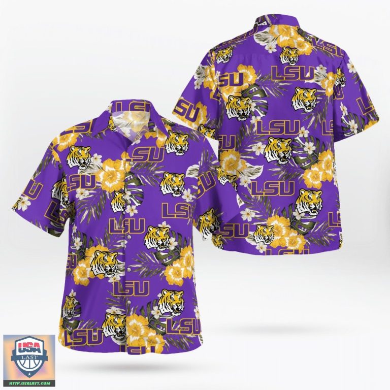 Hot TrendLSU Tigers Football Hawaiian Shirts Summer Short