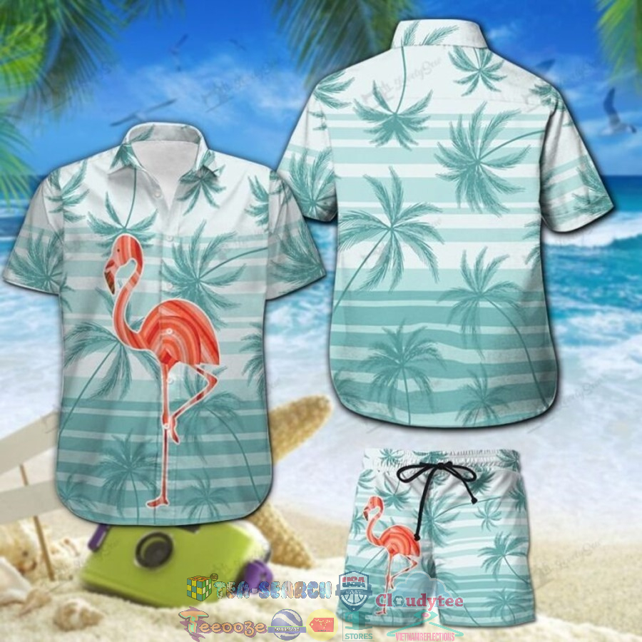Flamingo Palm Tree Hawaiian Shirt And Shorts