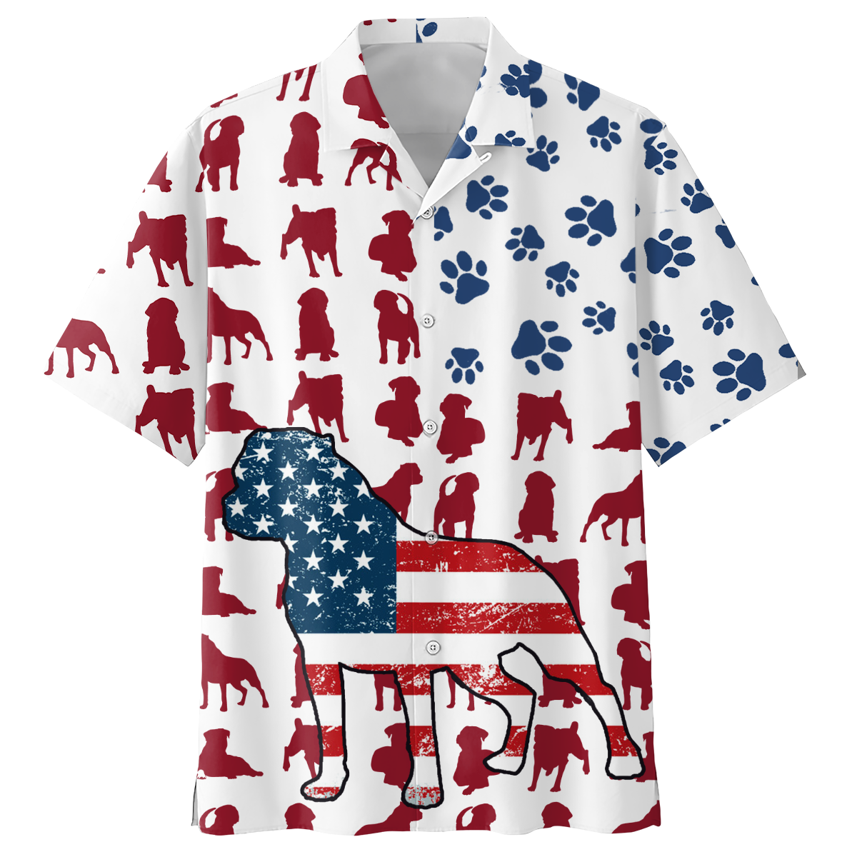 NEW Rottweilers pattern American Flag Hawaii Shirt