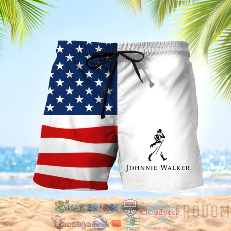 4th Of July Independence Day American Flag Johnnie Walker Whiskey Hawaiian Shorts