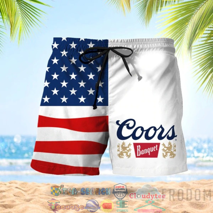 4th Of July Independence Day American Flag Coors Banquet Beer Hawaiian Shorts