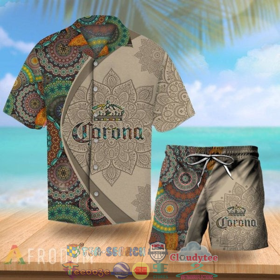 Aloha Mandala Corona Extra Beer Hawaiian Shirt And Shorts