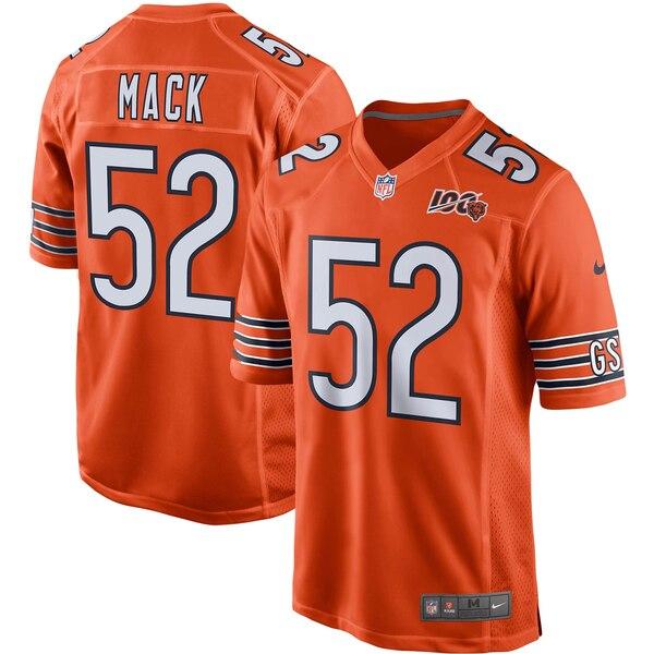 NEW Khalil Mack Chicago Bears 100th Season Orange Football Jersey
