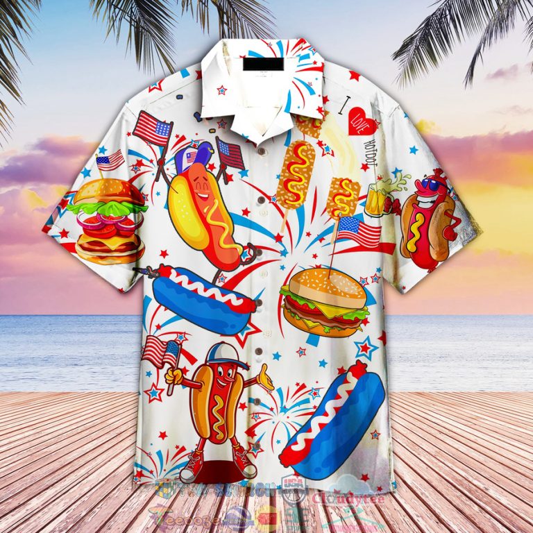 4th Of July Independence Day Funny American Hot Dog Hawaiian Shirt