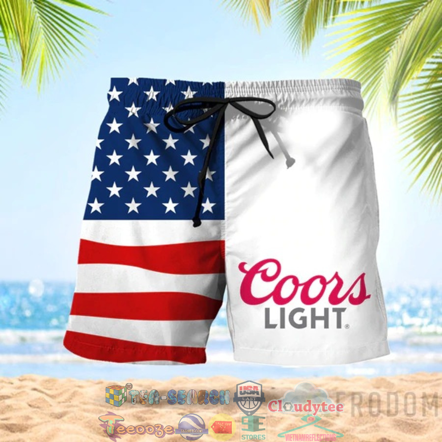 4th Of July Independence Day American Flag Coors Light Beer Hawaiian Shorts
