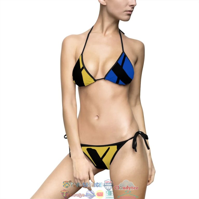 Duotone Yellow Blue Two Piece Bikini Set Swimsuit Beach