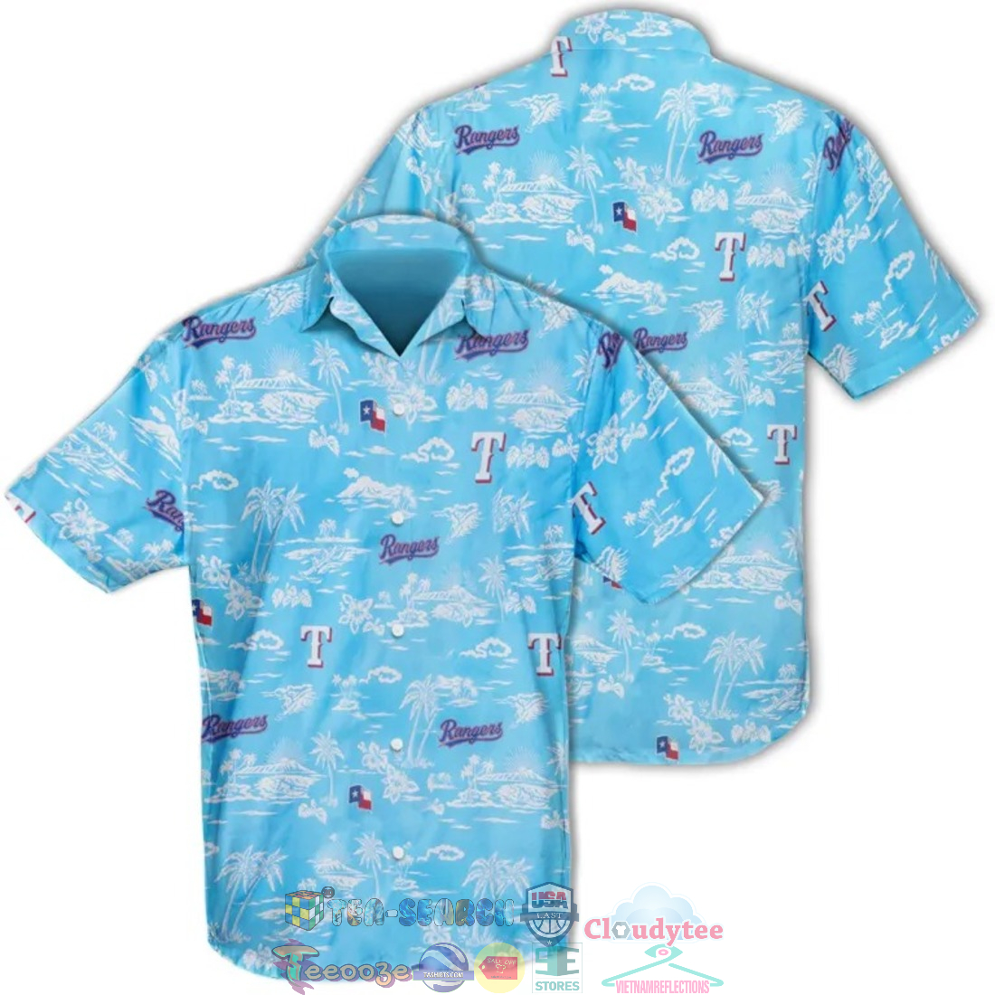 Texas Rangers MLB Hibiscus Palm Tree Hawaiian Shirt