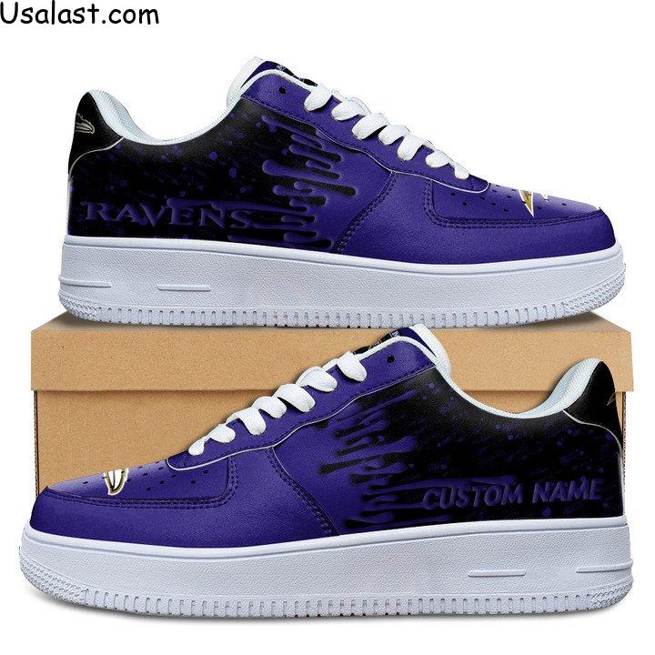 Baltimore Ravens Dripping Color Custom Name Air Force 1 Shoes