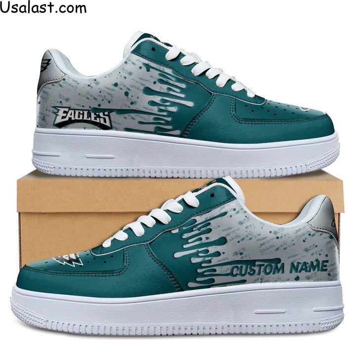 Philadelphia Eagles Dripping Color Custom Name Air Force 1 Shoes