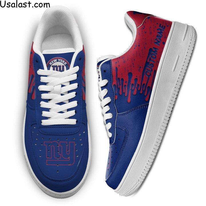 New York Giants Dripping Color Custom Name Air Force 1 Shoes