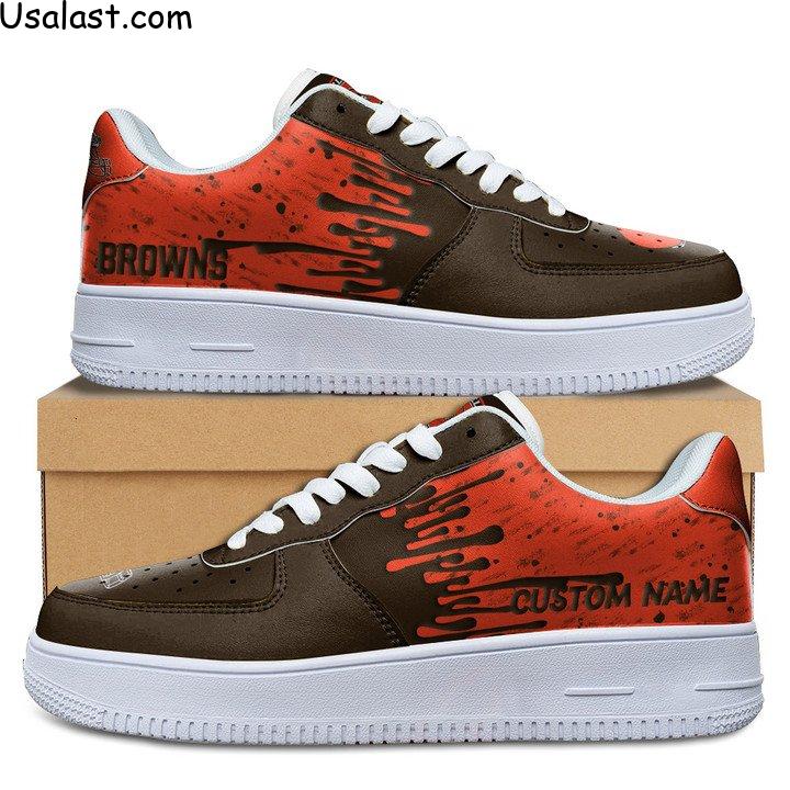 Cleveland Browns Dripping Color Custom Name Air Force 1 Shoes
