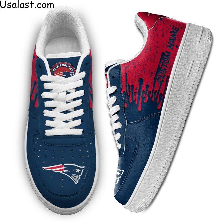 New England Patriots Dripping Color Custom Name Air Force 1 Shoes