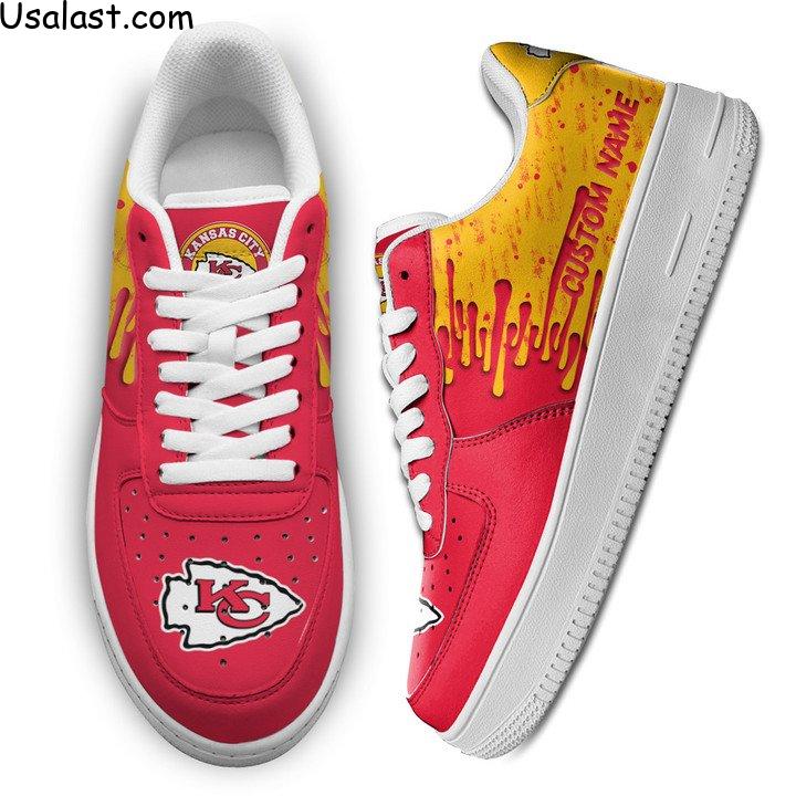Kansas City Chiefs Dripping Color Custom Name Air Force 1 Shoes