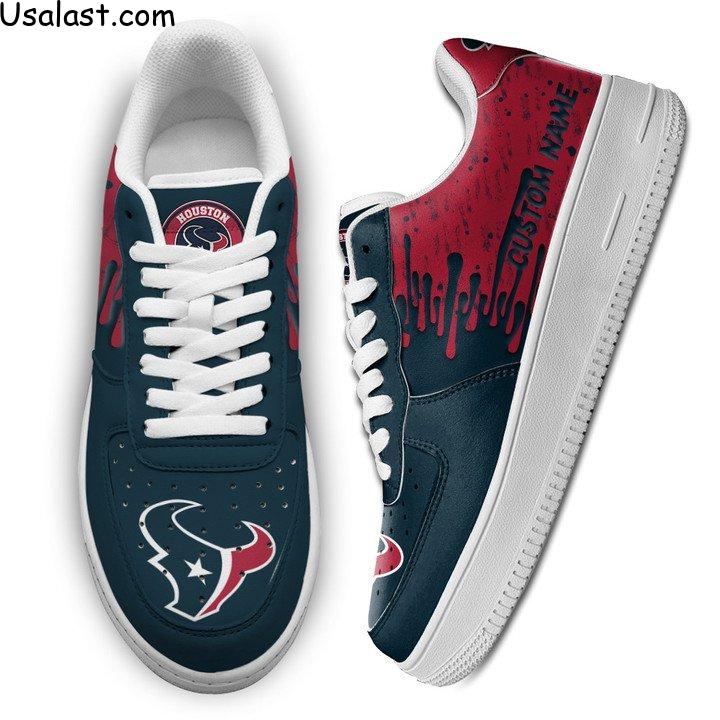 Houston Texans Dripping Color Custom Name Air Force 1 Shoes