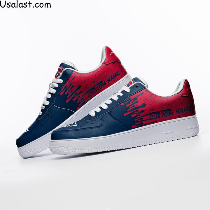 New England Patriots Dripping Color Custom Name Air Force 1 Shoes