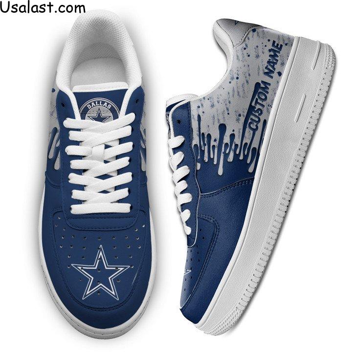 Dallas Cowboys Dripping Color Custom Name Air Force 1 Shoes