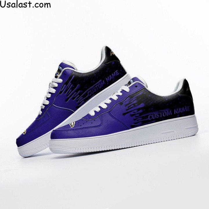 Baltimore Ravens Dripping Color Custom Name Air Force 1 Shoes