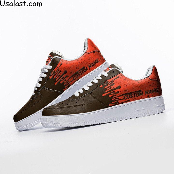 Cleveland Browns Dripping Color Custom Name Air Force 1 Shoes