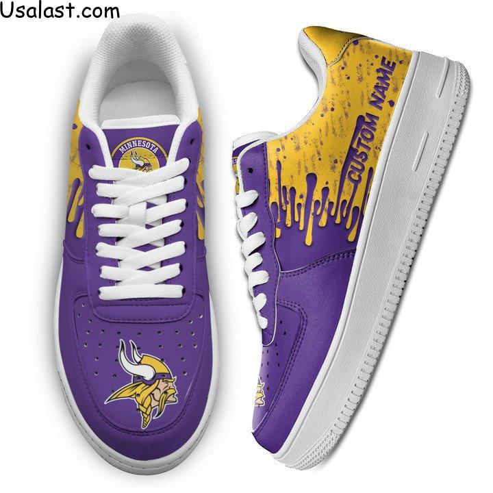 Minnesota Vikings Dripping Color Custom Name Air Force 1 Shoes