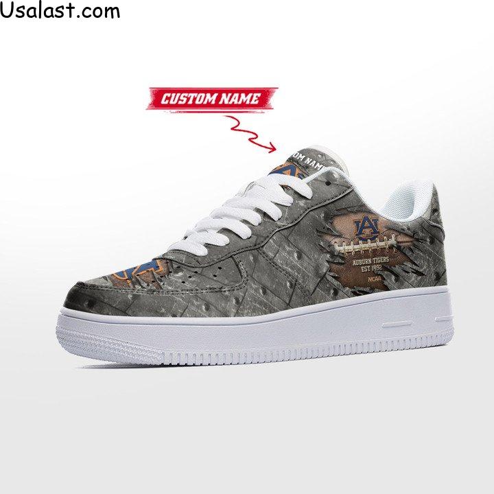 Auburn Tigers Cracked Metal Personalized Air Force 1 Shoes Sneaker
