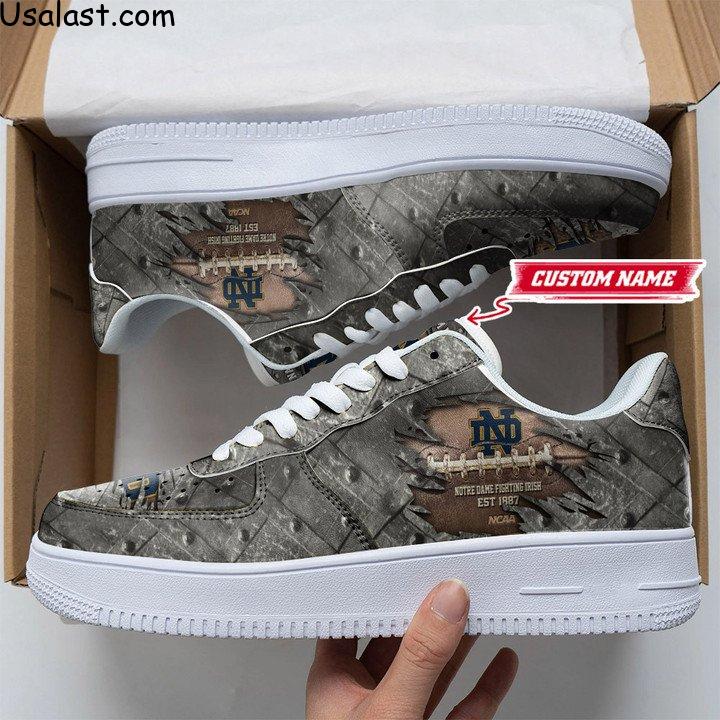Notre Dame Fighting Irish Cracked Metal Personalized Air Force 1 Shoes Sneaker