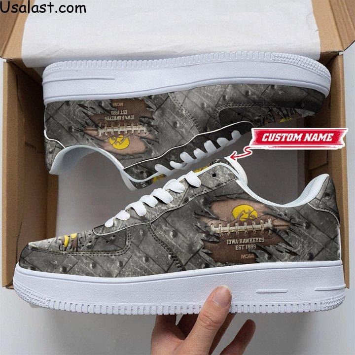 Iowa Hawkeyes Cracked Metal Personalized Air Force 1 Shoes Sneaker