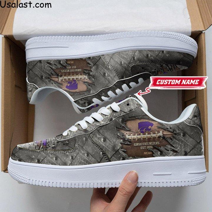 Kansas State Wildcats Cracked Metal Personalized Air Force 1 Shoes Sneaker