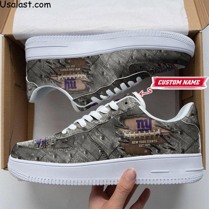 New York Giants Cracked Metal Personalized Air Force 1 Shoes Sneaker