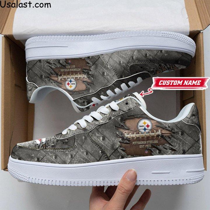 Pittsburgh Steelers Cracked Metal Personalized Air Force 1 Shoes Sneaker