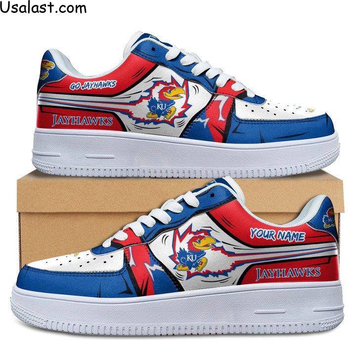 Kansas Jayhawks Custom Name Air Force 1 Shoes Sneaker