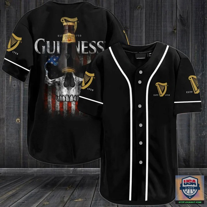 Mythical Guinness Beer Punisher Skull Baseball Jersey Shirt