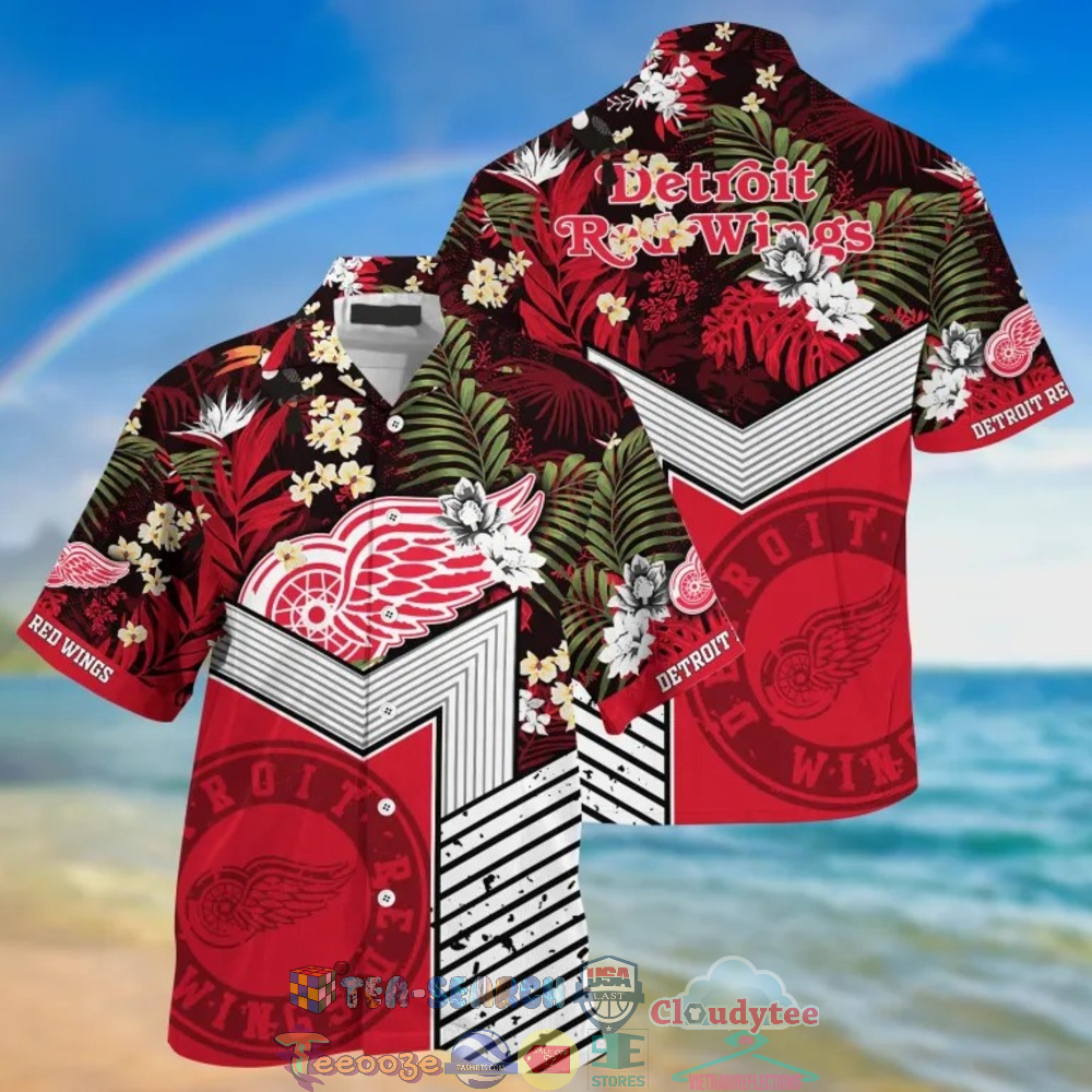 Detroit Red Wings NHL Tropical Hawaiian Shirt And Shorts