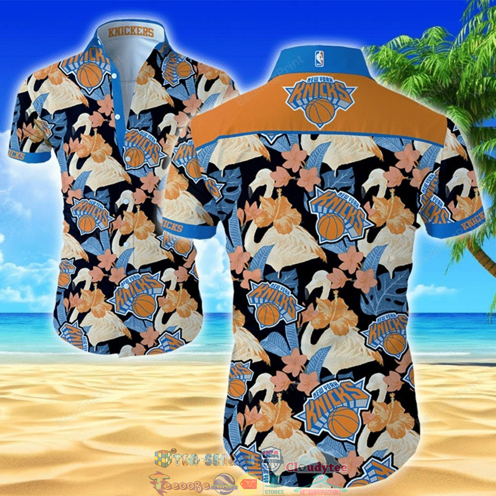 NBA New York Knicks Flamingo Hibiscus Hawaiian Shirt