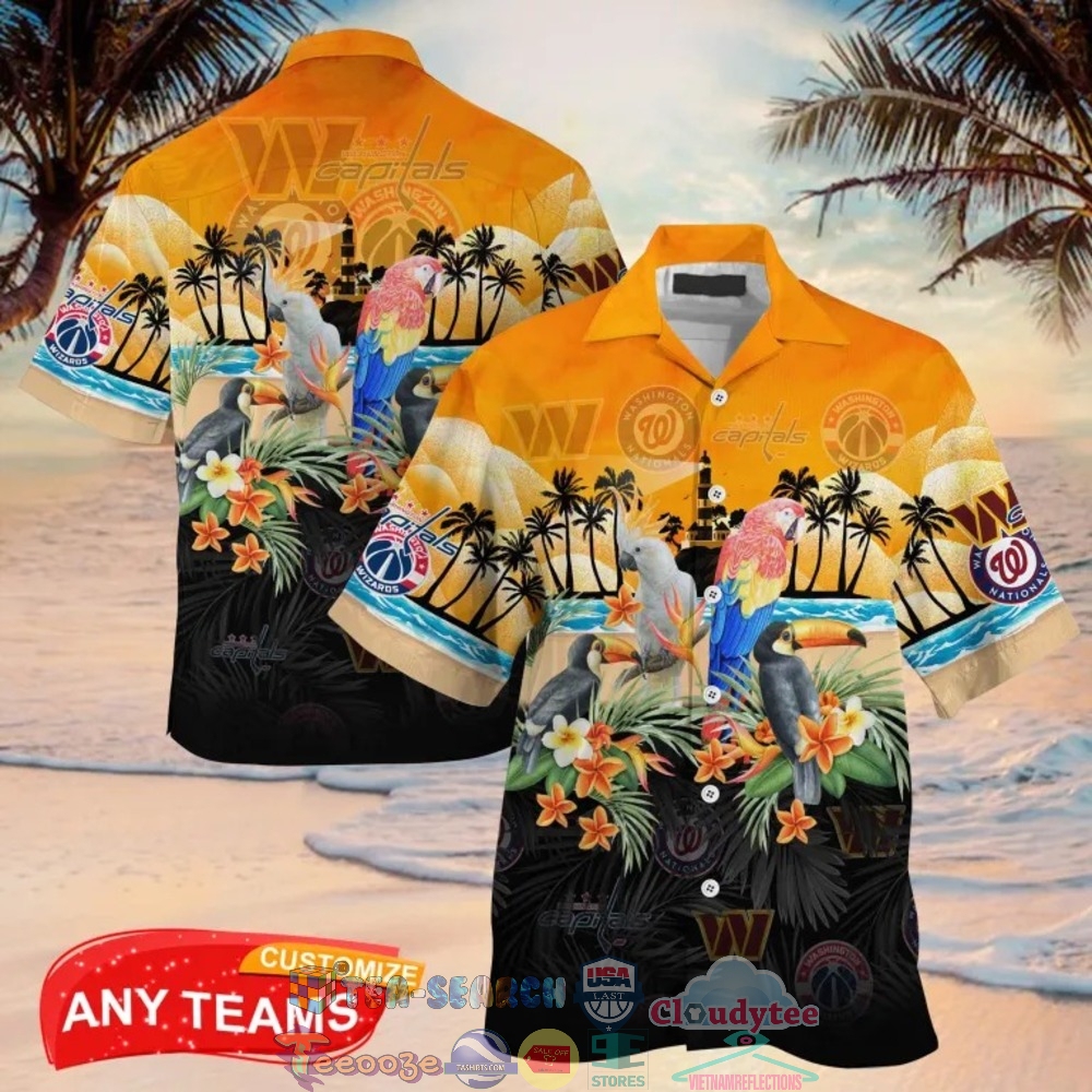 Washington Sport Teams Palm Tree Parrot Hawaiian Shirt