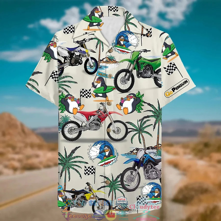 Penguin Motocross Surfing Hawaiian Shirt