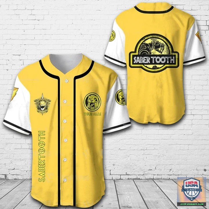High Quality Saber Tooth Mighty Morphin Power Rangers Baseball Jersey Shirt