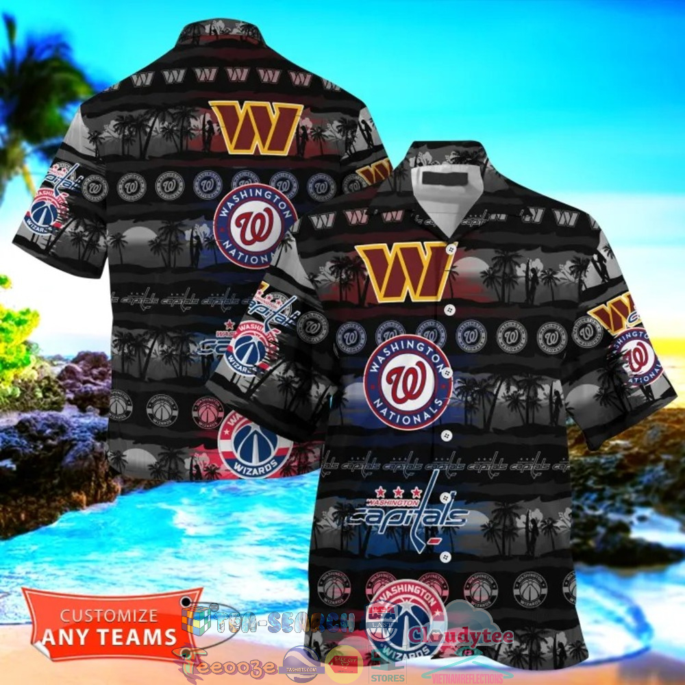 Washington Sport Teams Palm Tree Sunset Hawaiian Shirt