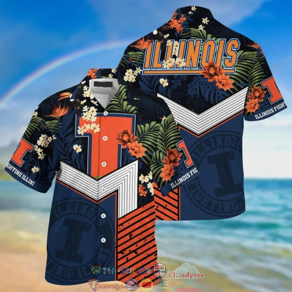 Illinois Fighting Illini NCAA Tropical Hawaiian Shirt And Shorts