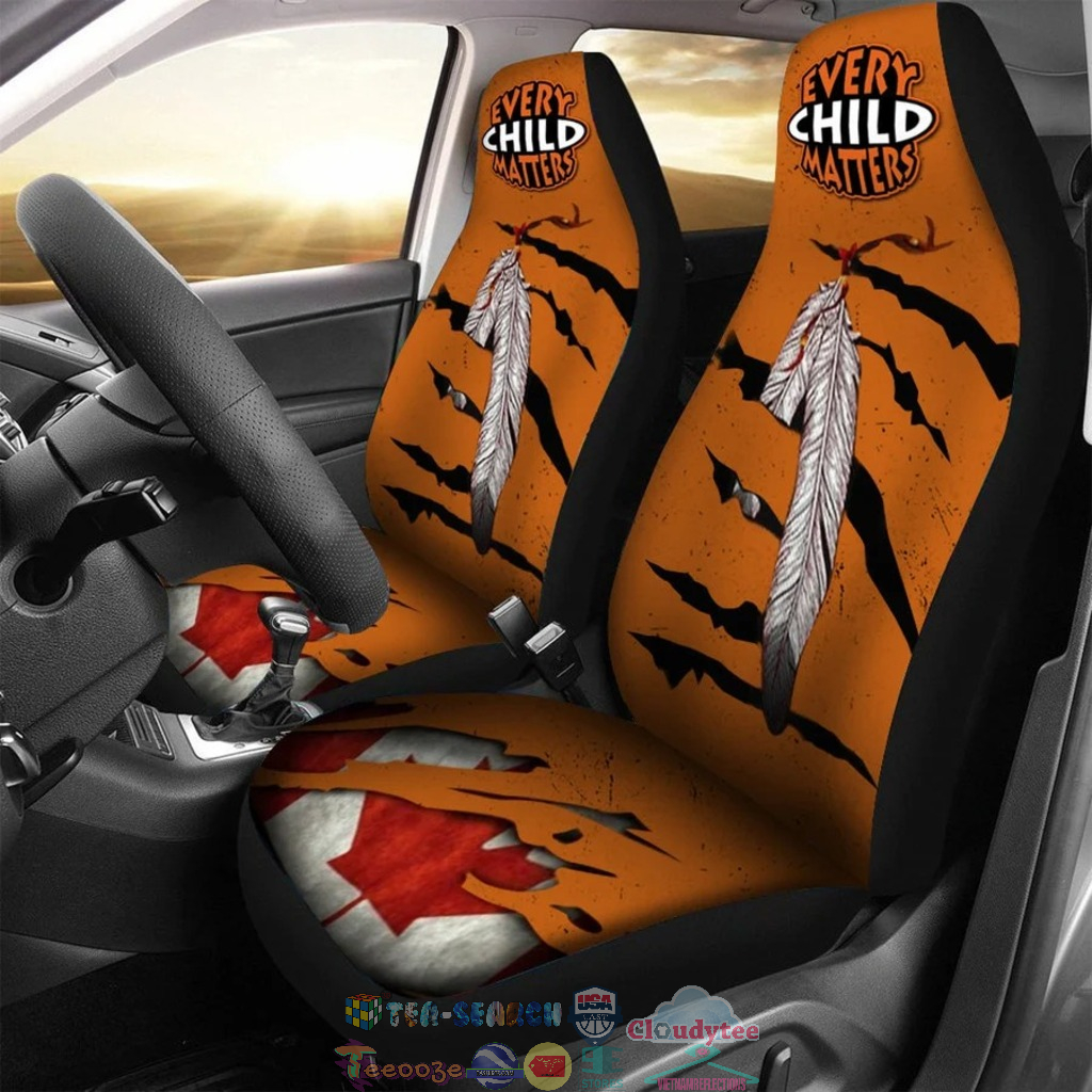 Feather Every Child Matters Car Seat Covers Support Orange Day Canada Merch