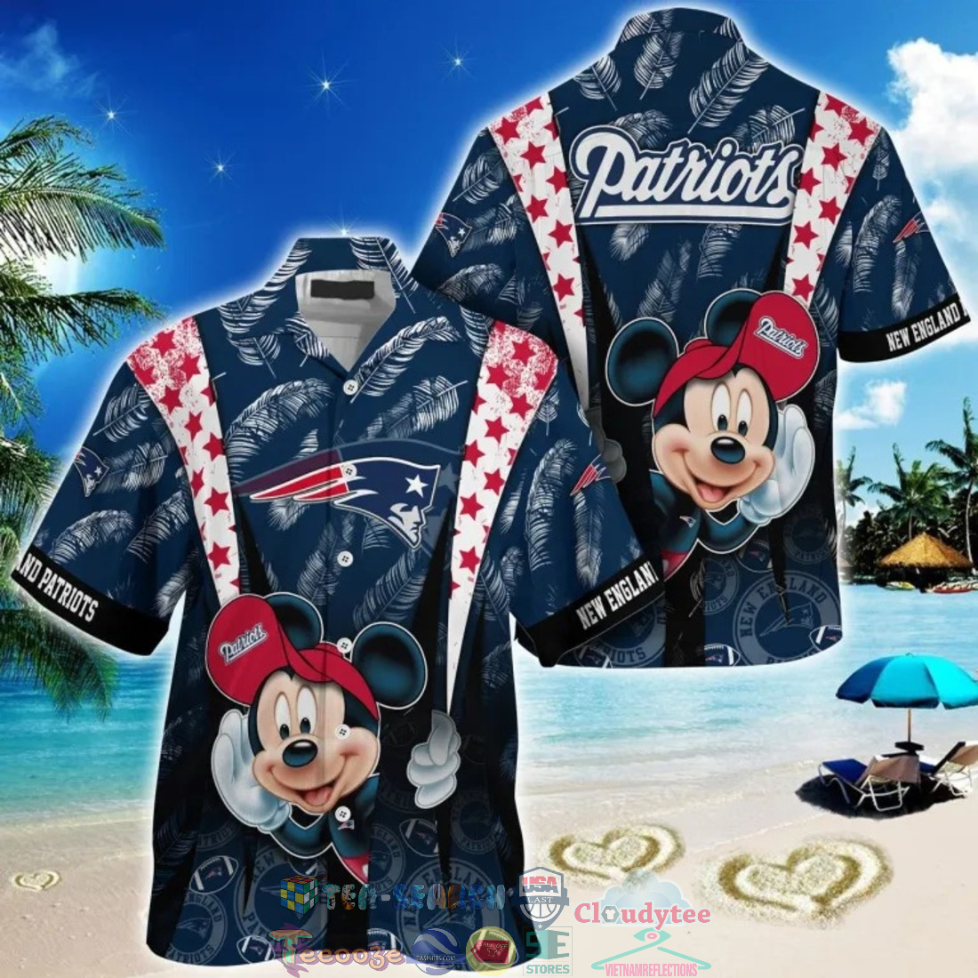 Mickey Mouse NFL New England Patriots Hat Tropical Hawaiian Shirt