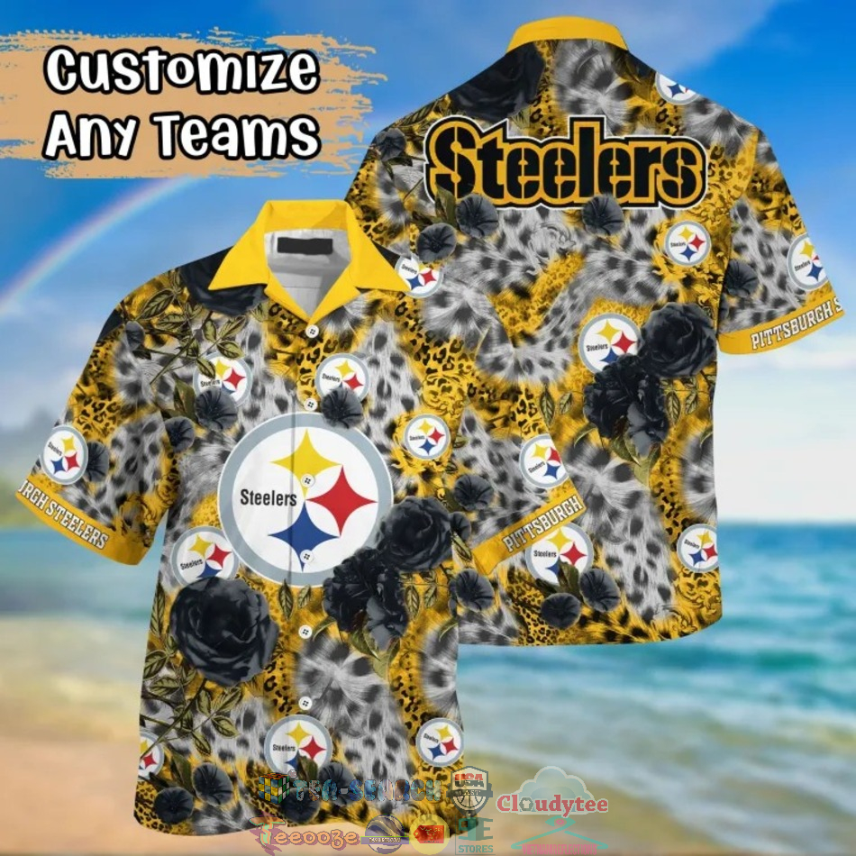 Pittsburgh Steelers NFL Leopard Rose Hawaiian Shirt