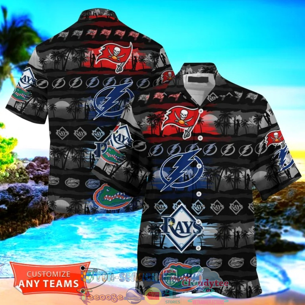 Florida Sport Teams Palm Tree Sunset Hawaiian Shirt